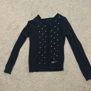 european brand girls size 10 inks button down sweater with polka dot design